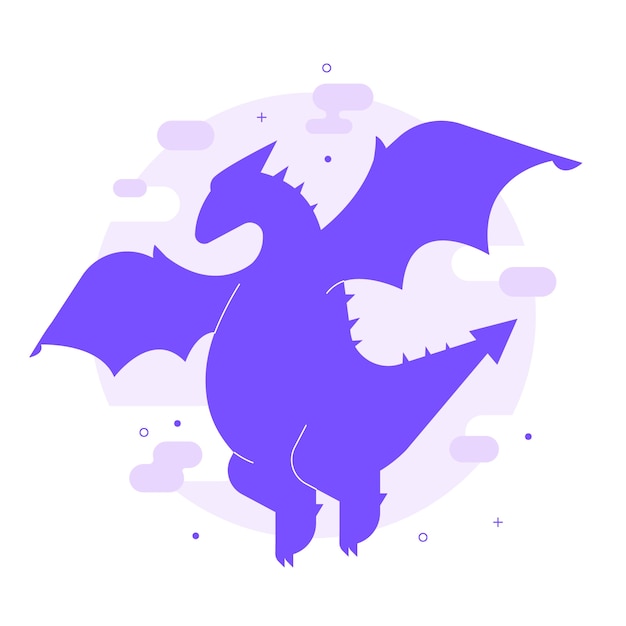 Dragon Silhouette Illustration in Flat Design