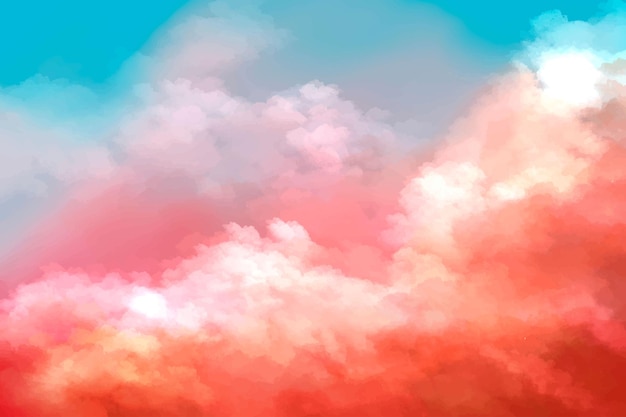 Vector Templates: Pastel Colored Hand Painted Watercolor Sky Cloud Background