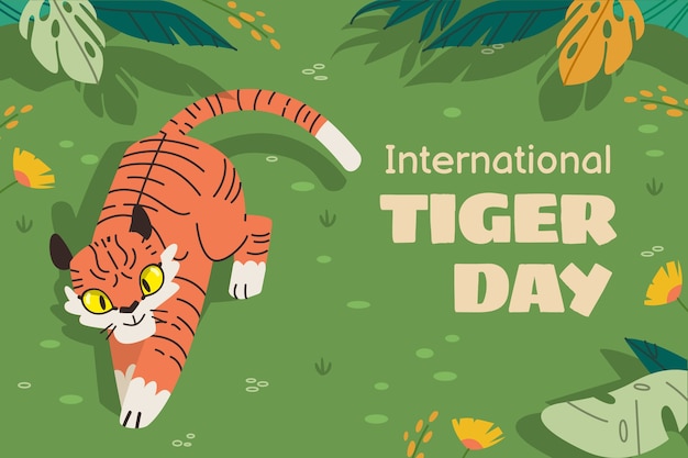 International Tiger Day Celebration and Awareness Flat Background