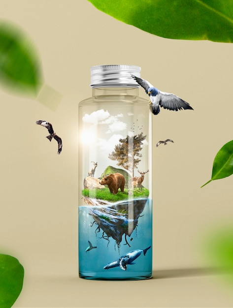 Eco message in a bottle concept – Free Stock Photo