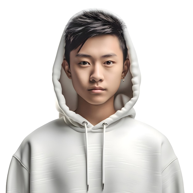 Young Man in White Hoodie – 3D Illustration (Free Download)