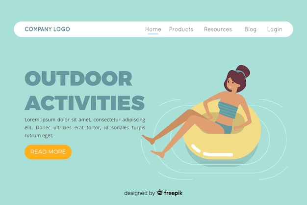 Landing page with outdoor activities concept – Free Stock Photo Download