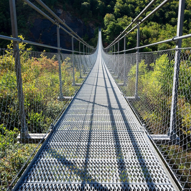 Vertical View of Himalayan Footbridge Crossing the Drac near Lake Monteynard