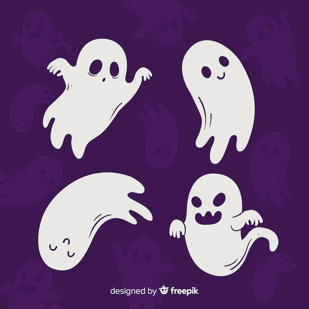 Hand Drawn Halloween Ghost Collection – Free Download