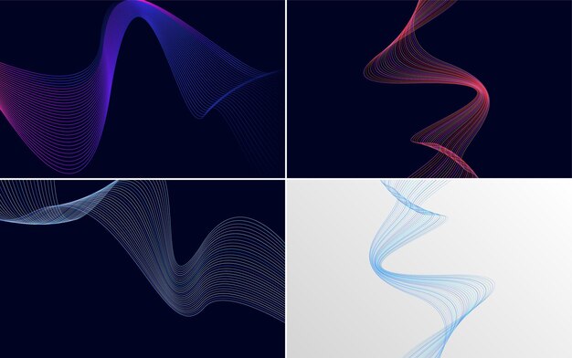 Vector Templates: Enhance Your Design with 4 Waving Line Vector Backgrounds