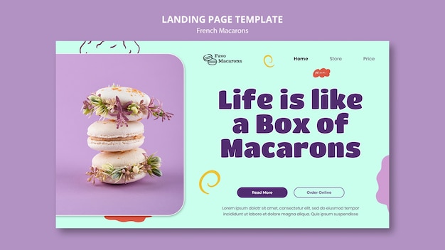 French Macarons Landing Page with Flat Design