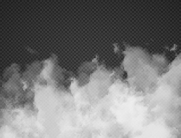 Fog Smoke Cloud Isolated on Transparent Background: White Smog Effect Vector