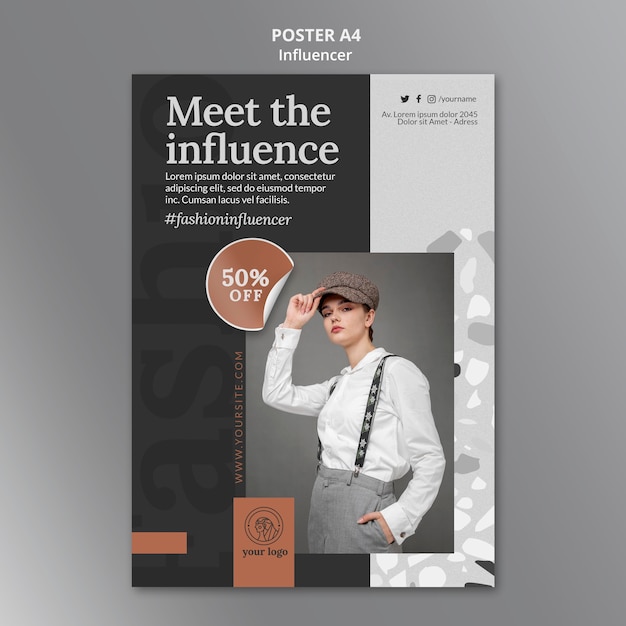 Vertical Poster Template for Social Media Female Influencer