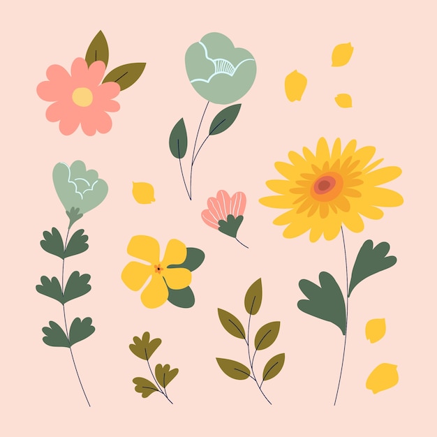 Flat Design Elements Collection for Spring Season – Free Download