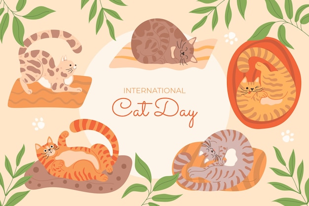 Flat International Cat Day Background