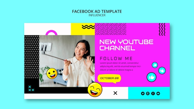 Flat design influencer template