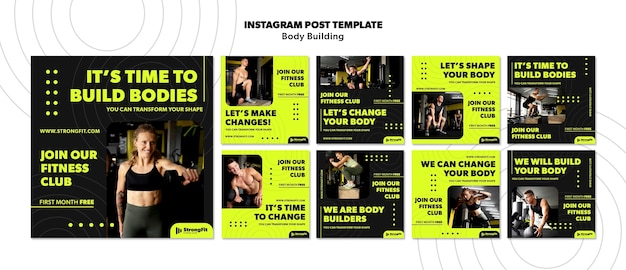 Body Building Training Instagram Posts Template