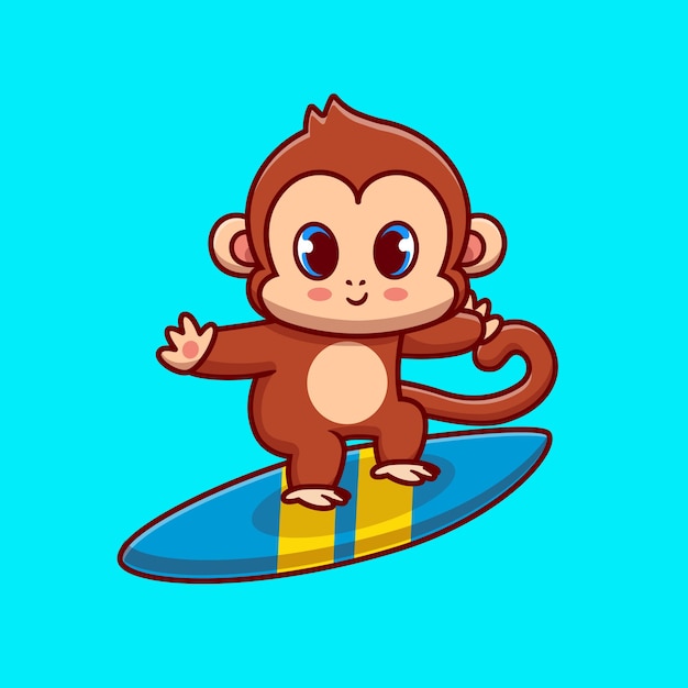 Cute Monkey Surfing Vector Template – Free Download