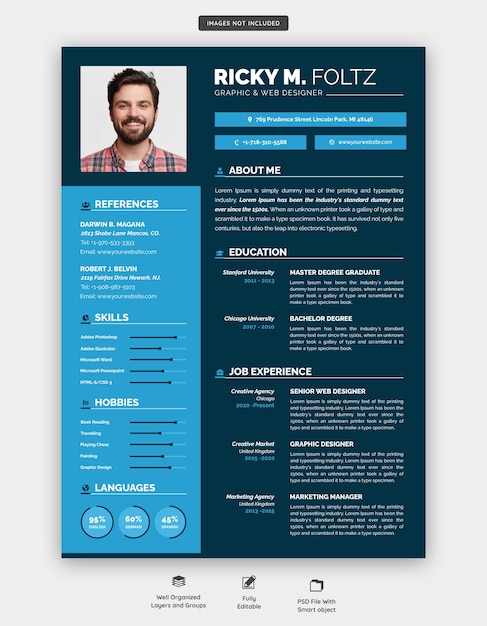 Clean and Modern Resume Portfolio or CV Template