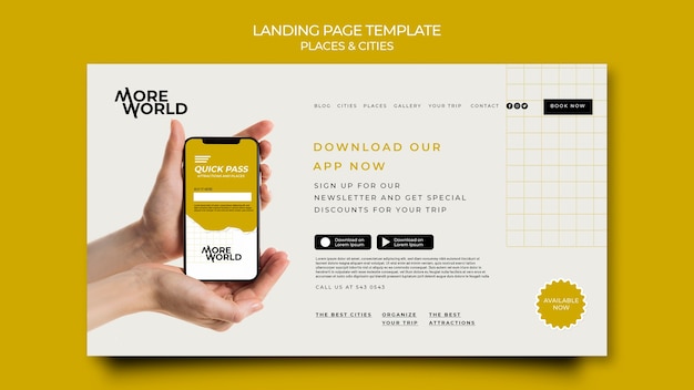 Landing Page Template for Cities and Places Traveling