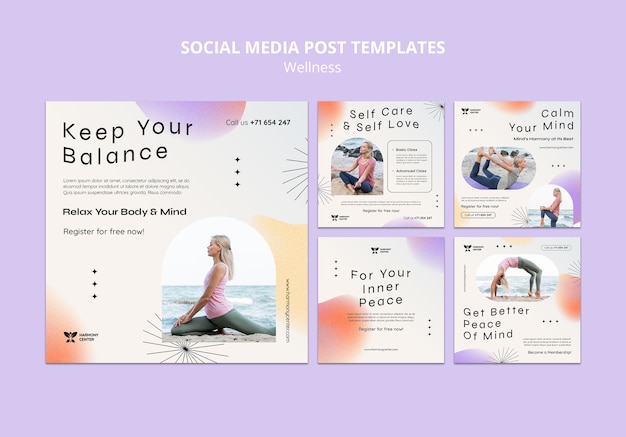 Gradient Yoga Design Template with Free Download