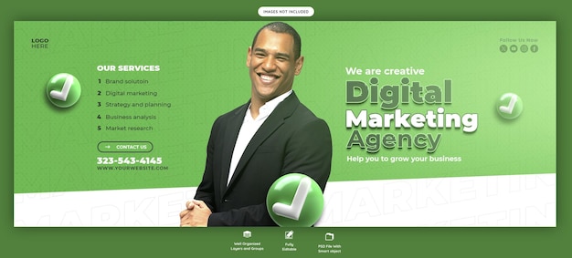 Digital Marketing Agency and Corporate Facebook Cover PSD Template – Free Download