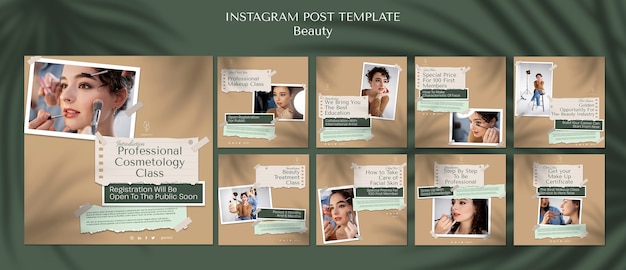 Beauty Class Instagram Posts Template – Free Download