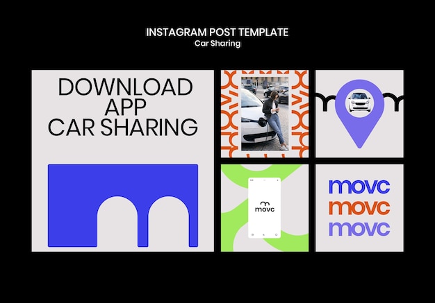 Flat Design Car Sharing Instagram Posts