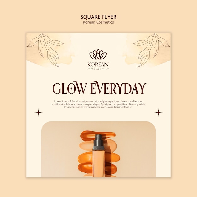 Korean cosmetics square flyer with free download