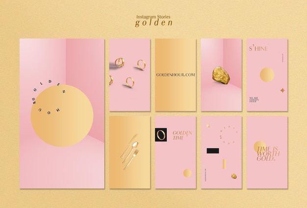 Instagram Stories Collection Featuring Luxurious Gold Elements