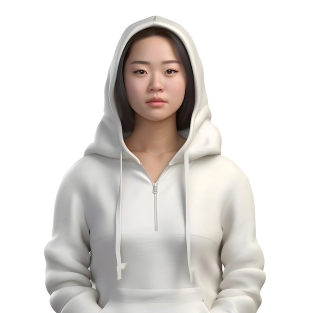 Young Asian Woman in White Hoodie: Free Stock Photo Download