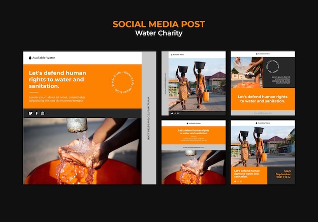 Water Charity Social Media Post Design Template