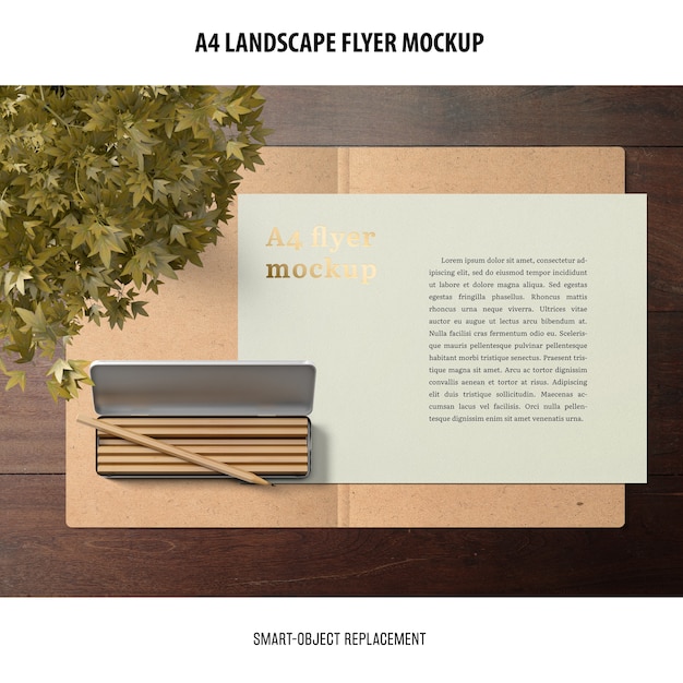 A4 Landscape Flyer Mockup – Free Download