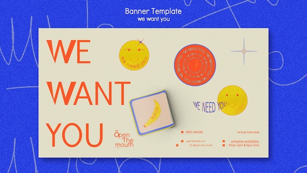 We want you banner template for free download