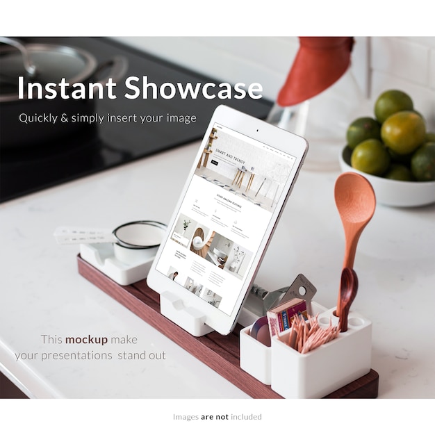 Tablet with Kitchen Elements Mock Up