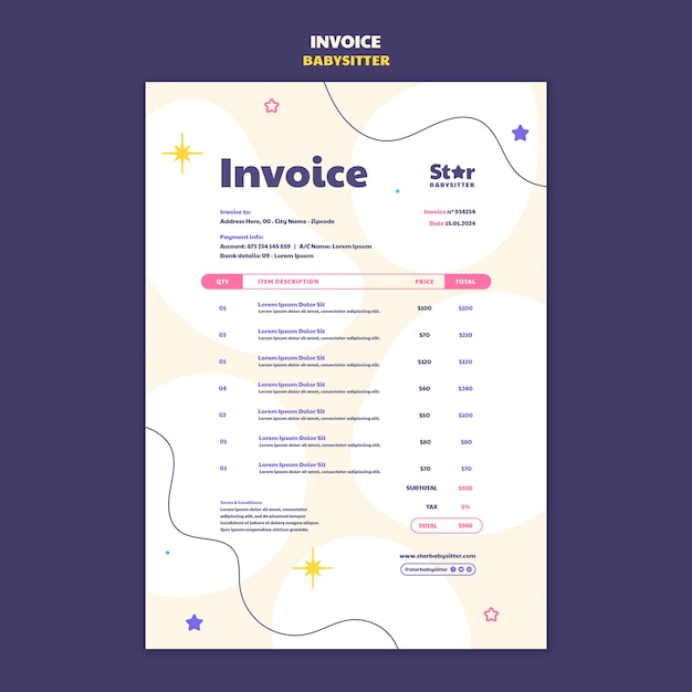 Babysitter Job Invoice Template