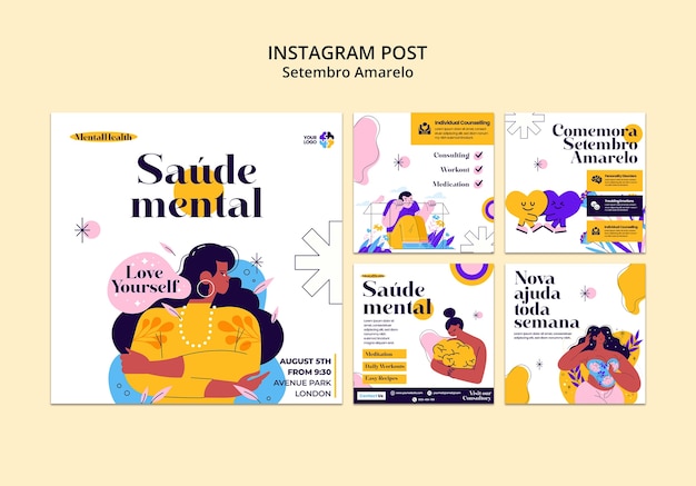 Setembro Amarelo Awareness Instagram Posts