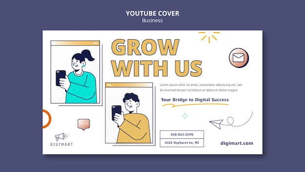 Flat Design Business Strategy YouTube Cover – Free Download