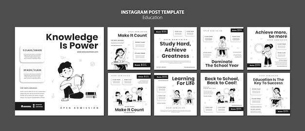 Education Concept Instagram Posts Template