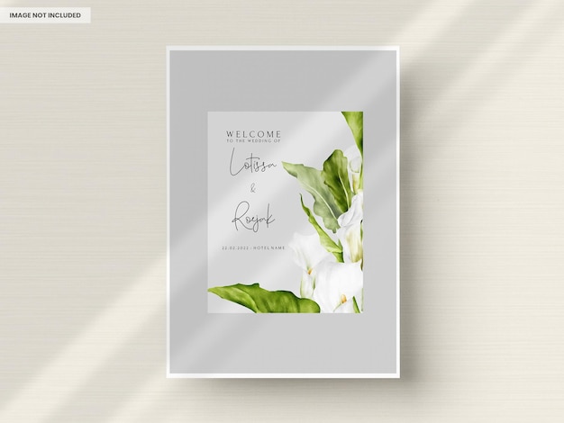 Watercolor White Calla Lily Flower Invitation Card Template