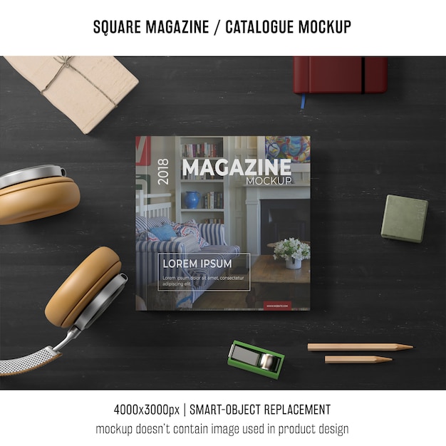 Square Magazine or Catalogue Mockup with Still Life