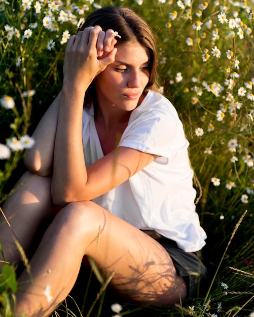 Beautiful Woman Relaxing in Nature