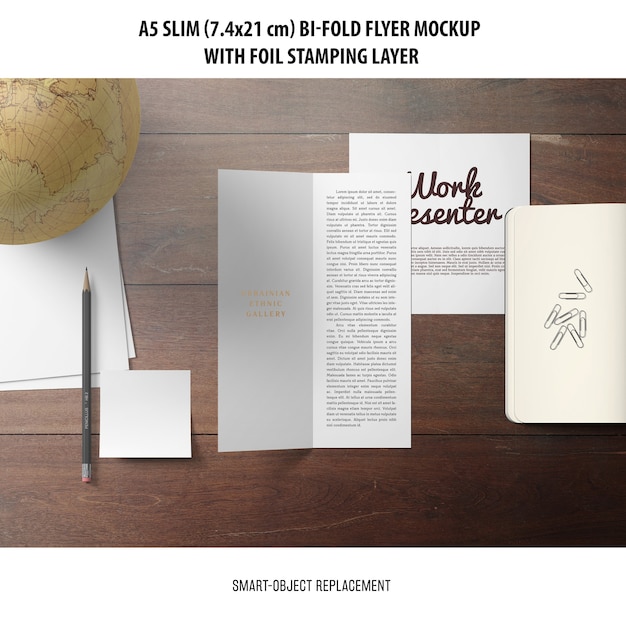 A5 Slim Bi-Fold Flyer Mockup