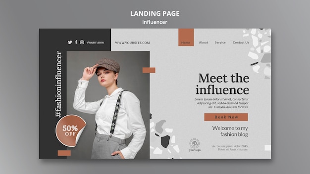 Landing Page Template for Female Social Media Influencer