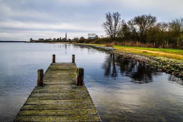 Wooden Pier at Veerse Meer Veere, Zealand, The Netherlands