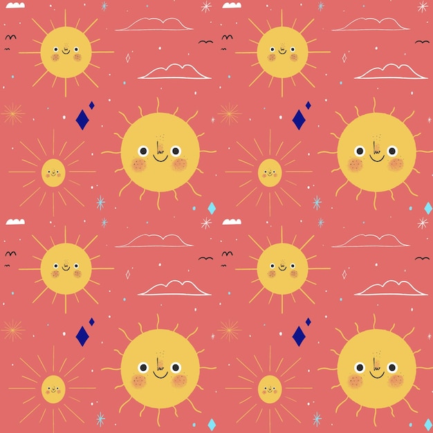 Hand drawn sun pattern free download