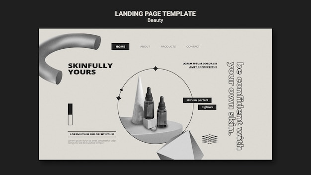 Monochromatic skin care landing page