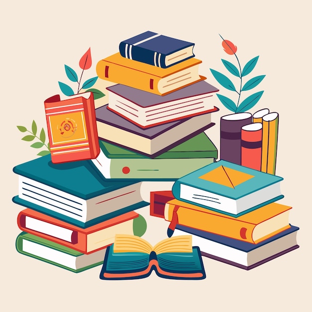 Creative and Colorful Education Illustration Featuring Books and School Supplies