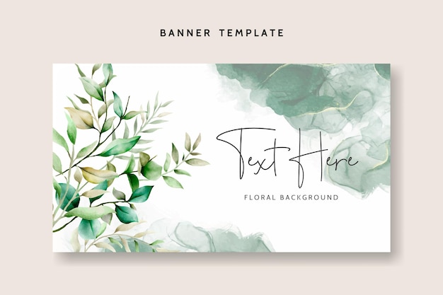 Elegant Floral Frame Background with Leaves Watercolor Ornament