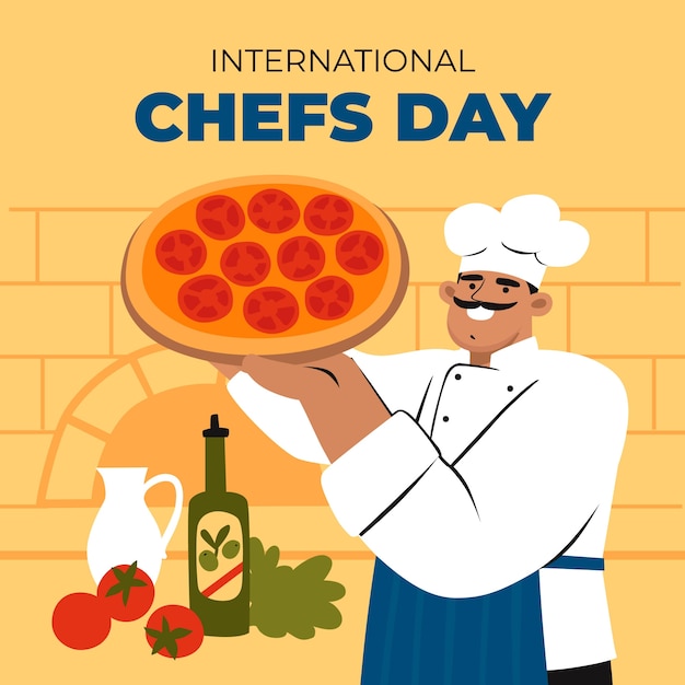 Flat International Chefs Day Illustration – Free Download Vector Templates