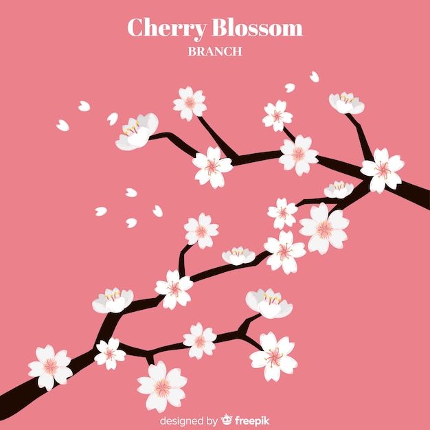 Hand drawn cherry blossom branch background