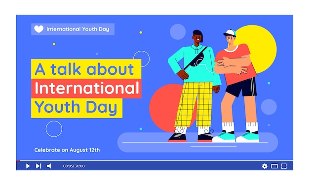 Flat International Youth Day YouTube Thumbnail