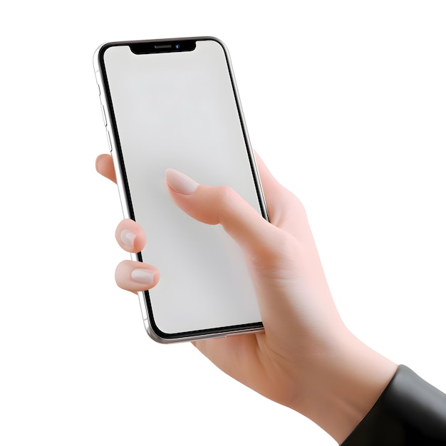 Smart Phone in Hand Isolated on White Background 3D Rendering