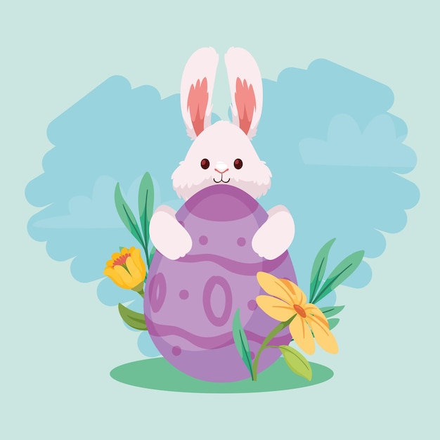 Spring Egg with Rabbit Vector Templates – Free Download