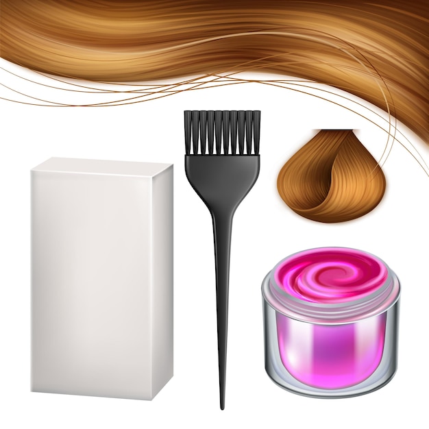 Hairpainting Cosmetology Accessories Set Vector for Free Download